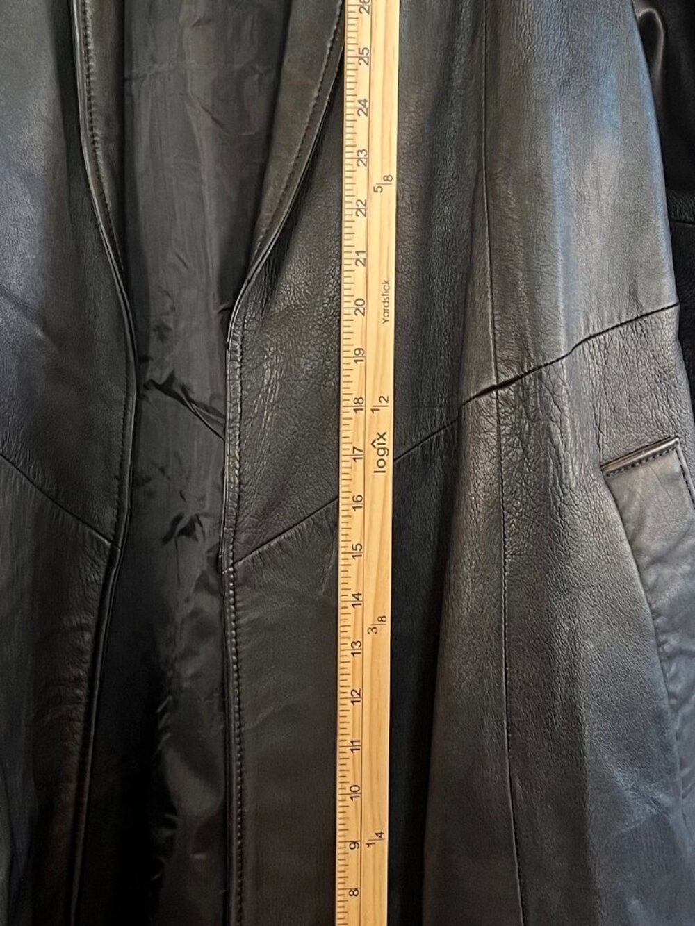 Vintage Winlit Black Genuine Leather Longline Coat size XL - Picture 5 of 5